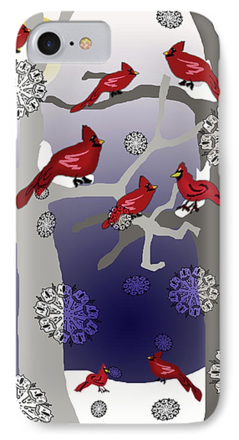 Cardinals In The Snow - Phone Case