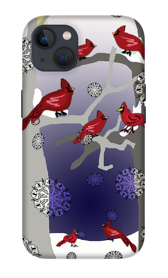 Cardinals In The Snow - Phone Case