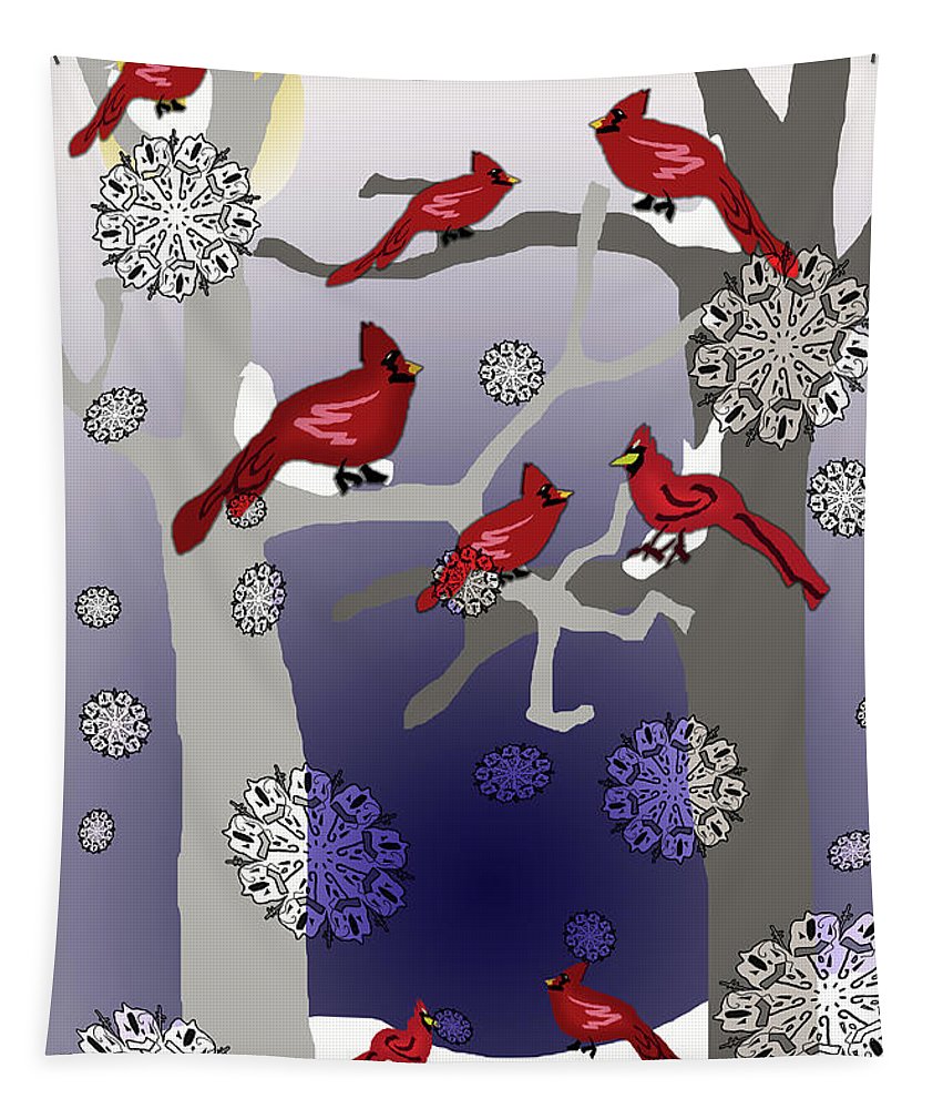 Cardinals In The Snow - Tapestry