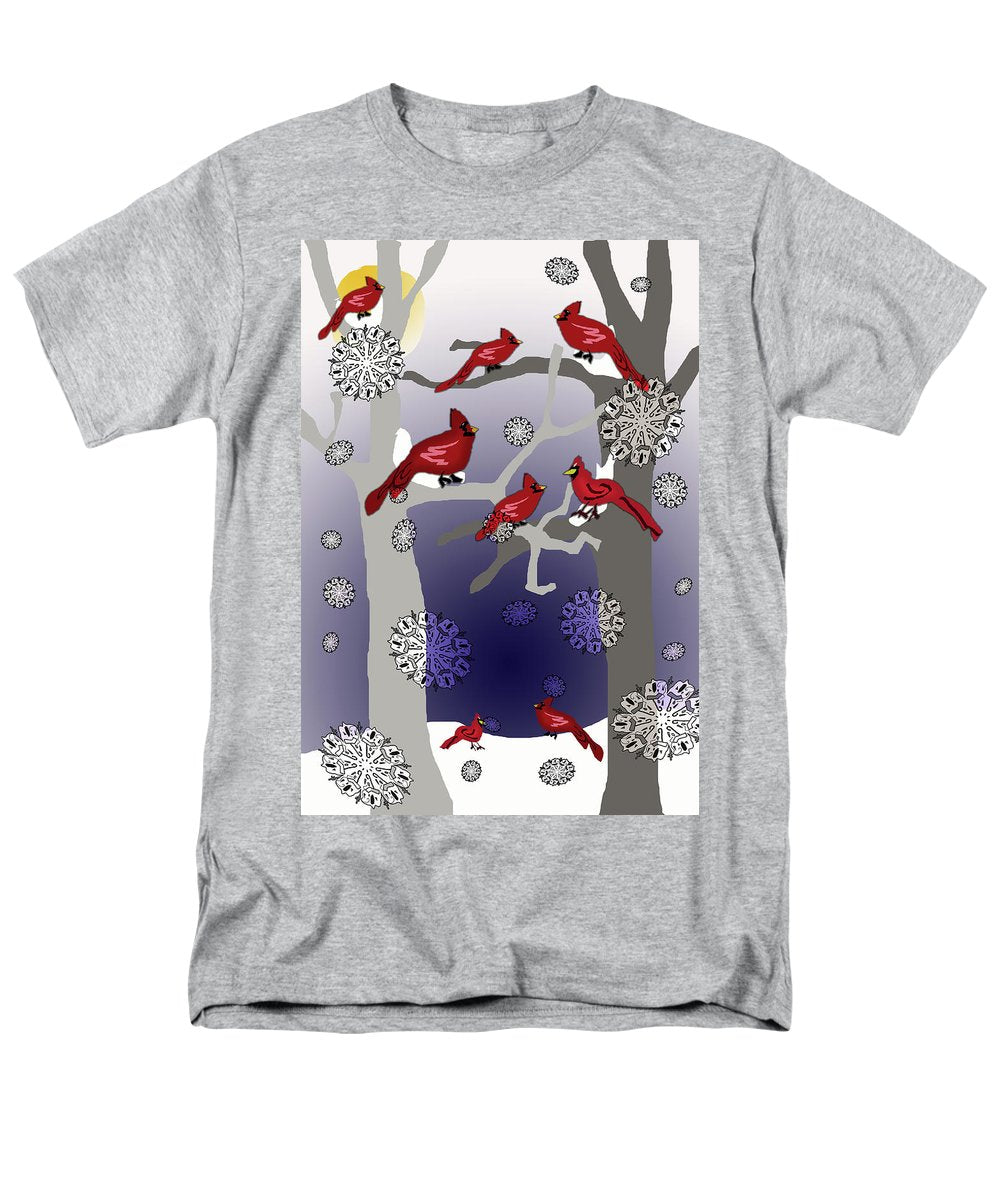 Cardinals In The Snow - Men's T-Shirt  (Regular Fit)