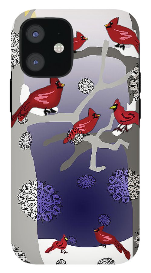 Cardinals In The Snow - Phone Case