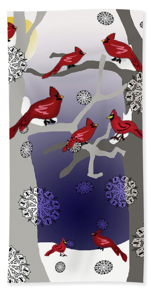 Cardinals In The Snow - Beach Towel