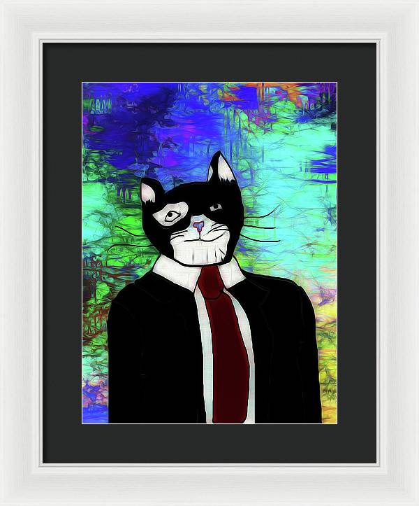 Cat In A Tie - Framed Print