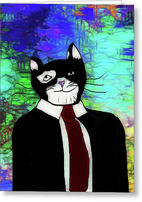 Cat In A Tie - Greeting Card