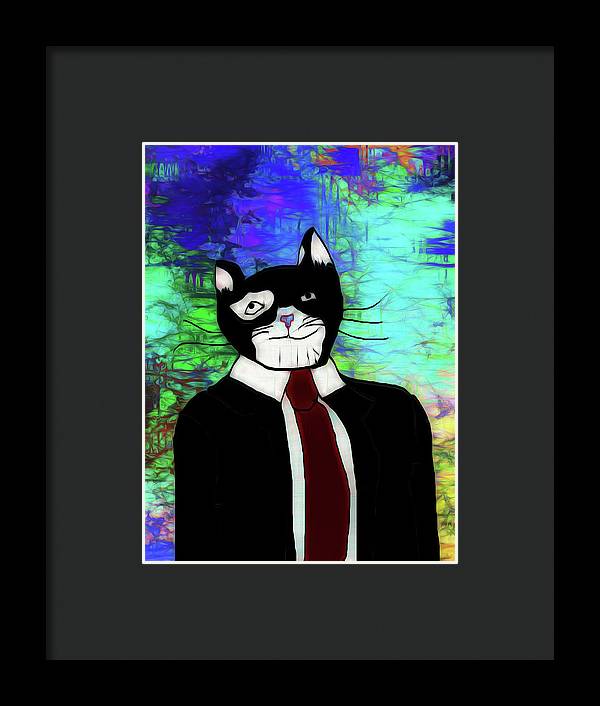 Cat In A Tie - Framed Print