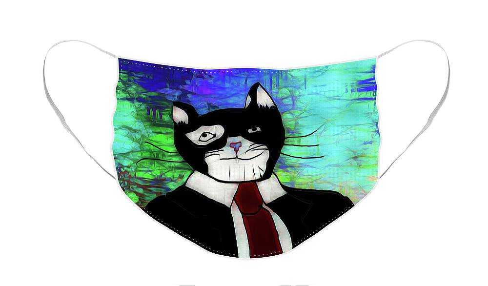 Cat In A Tie - Face Mask