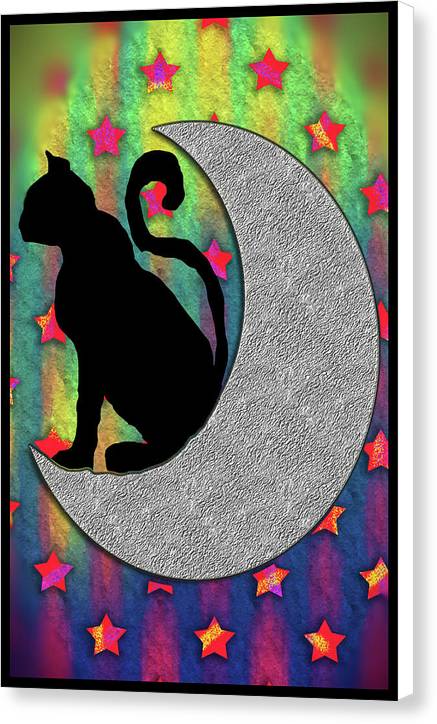 Cat On A Moon - Canvas Print