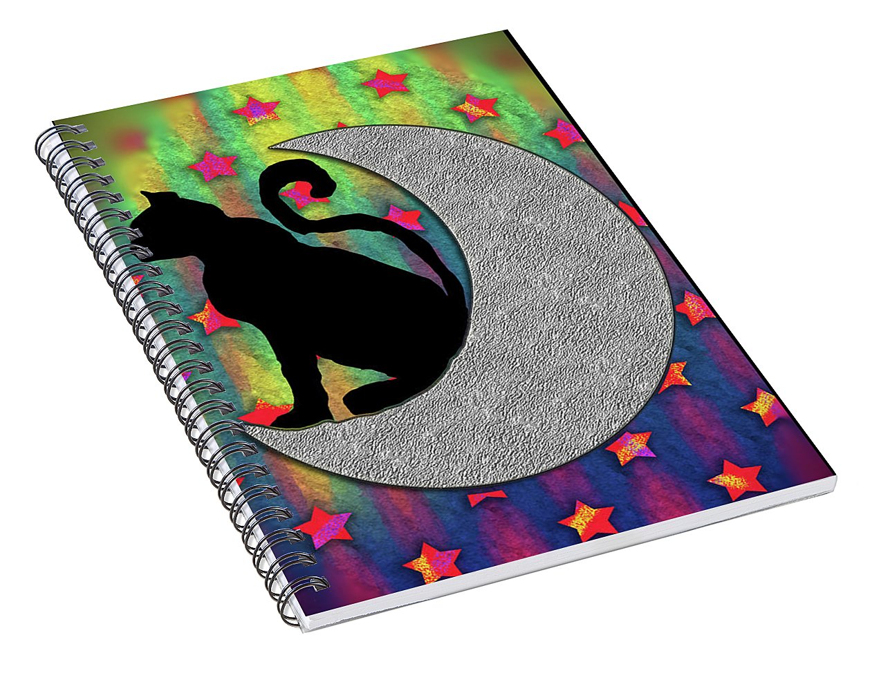 Cat On A Moon - Spiral Notebook