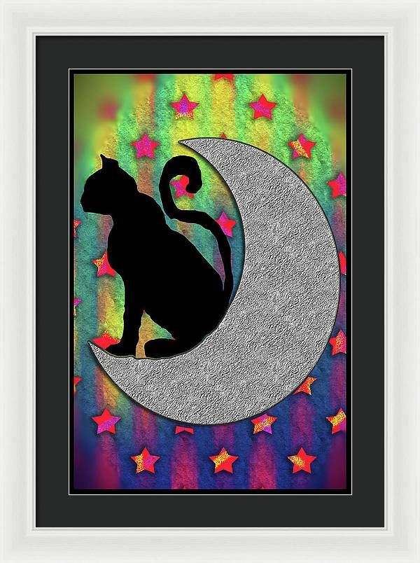 Cat On A Moon - Framed Print