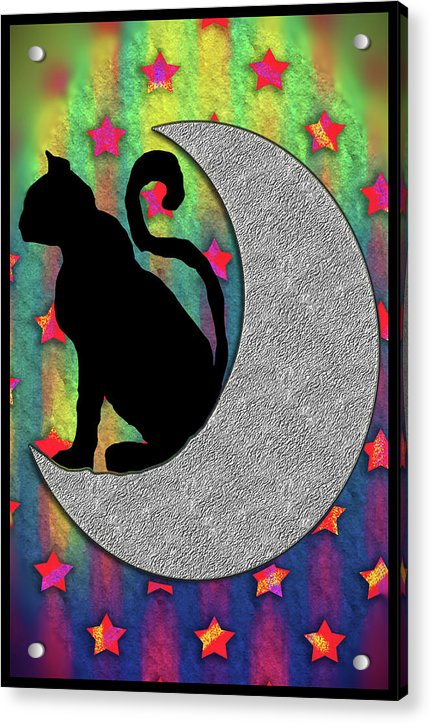 Cat On A Moon - Acrylic Print