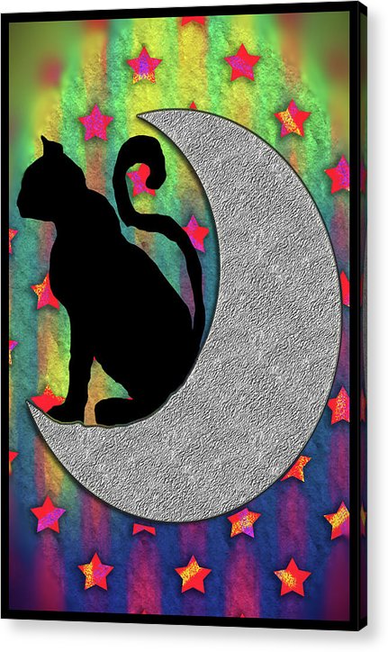 Cat On A Moon - Acrylic Print