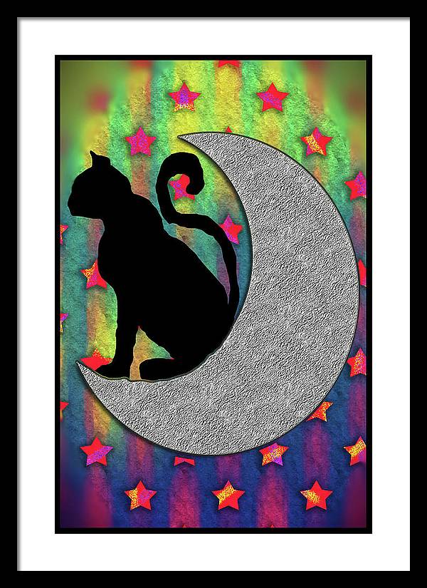 Cat On A Moon - Framed Print