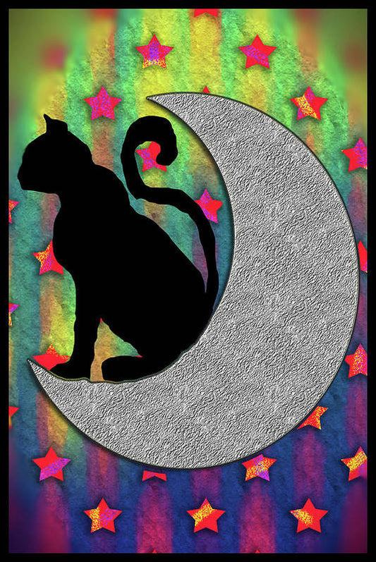 Cat On A Moon - Art Print