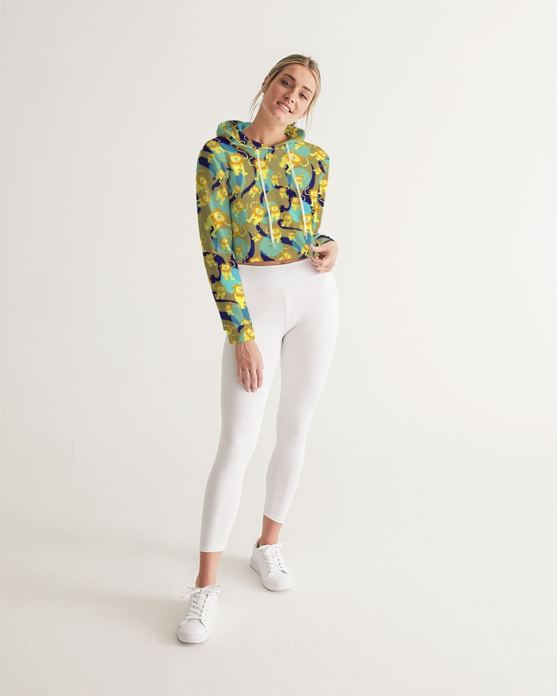 Lion Pattern Women's Cropped Hoodie