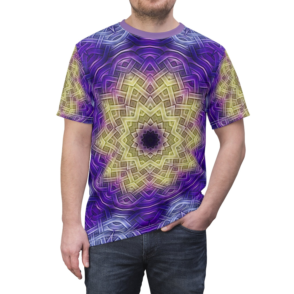 Purple Celtic Knot Kaleidoscope Unisex AOP Cut & Sew Tee