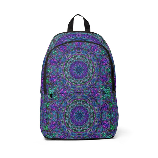 Blue Green Purple Kaleidoscope Unisex Fabric Backpack