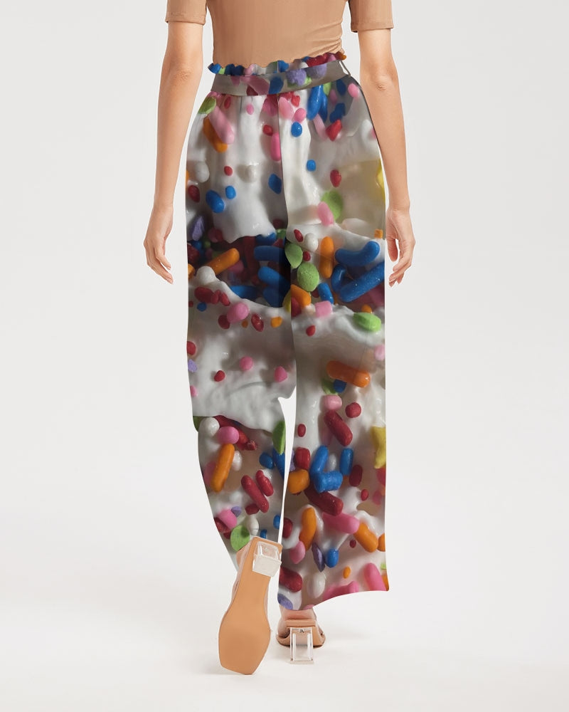 Rainbow Sprinkles On Whipped Cream Women's High-Rise Wide Leg Pants