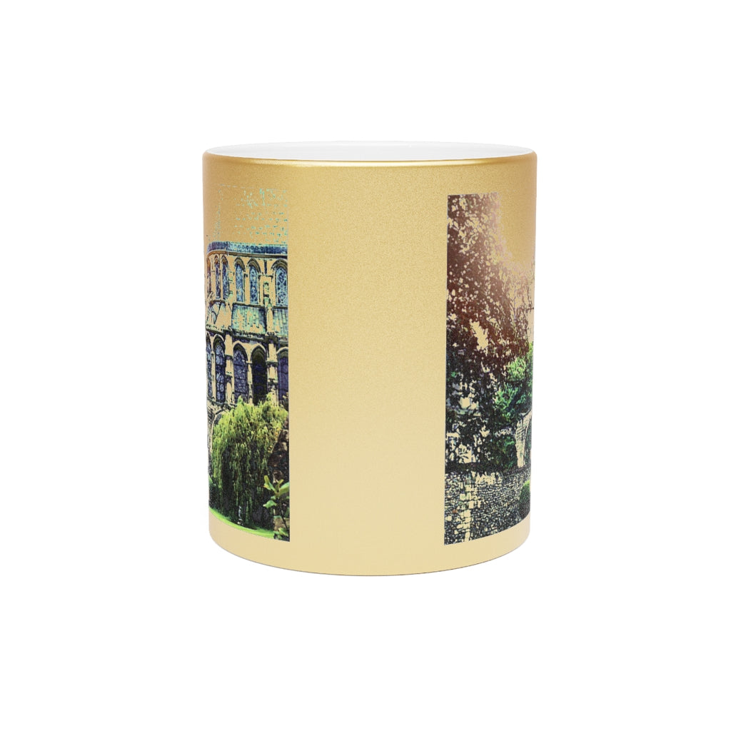 Cathedral In Green Metallic Mug (Silver\Gold)