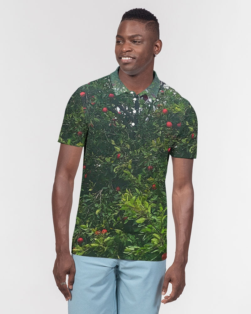 Apple Tree Close Up Men's Slim Fit Short Sleeve Polo