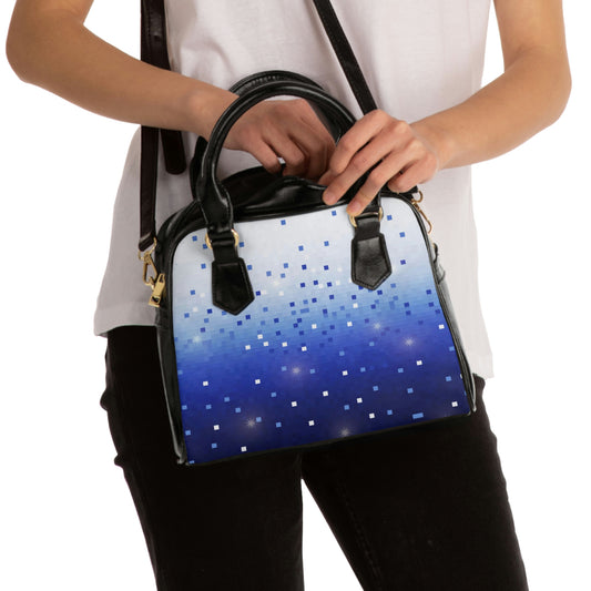 Blue Square Confetti Shoulder Handbag