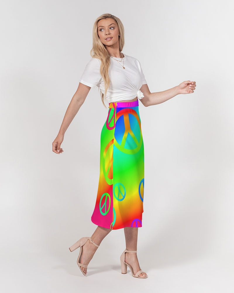 Rainbow Peace Signs Women's A-Line Midi Skirt