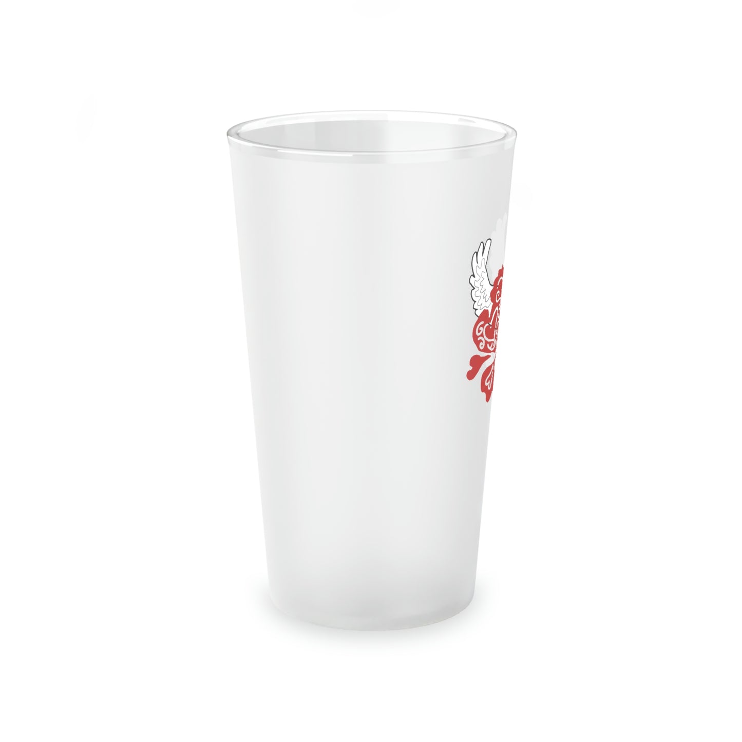 Hearts and Wings Frosted Pint Glass, 16oz