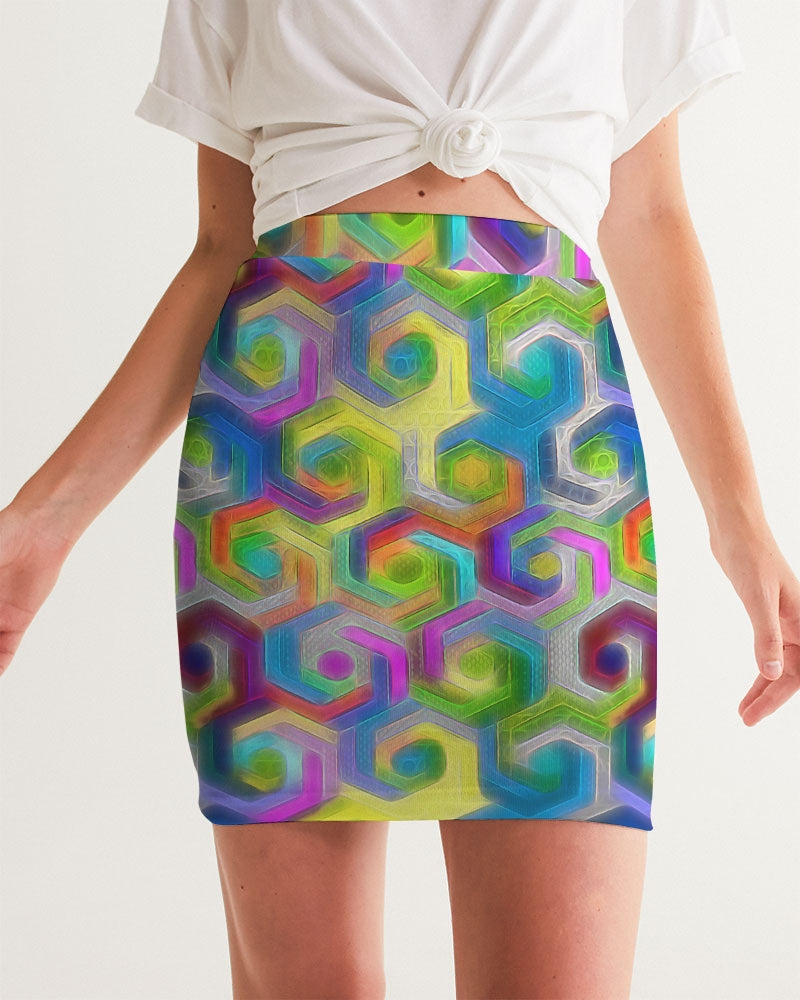 Colorful Hexagons Women's Mini Skirt