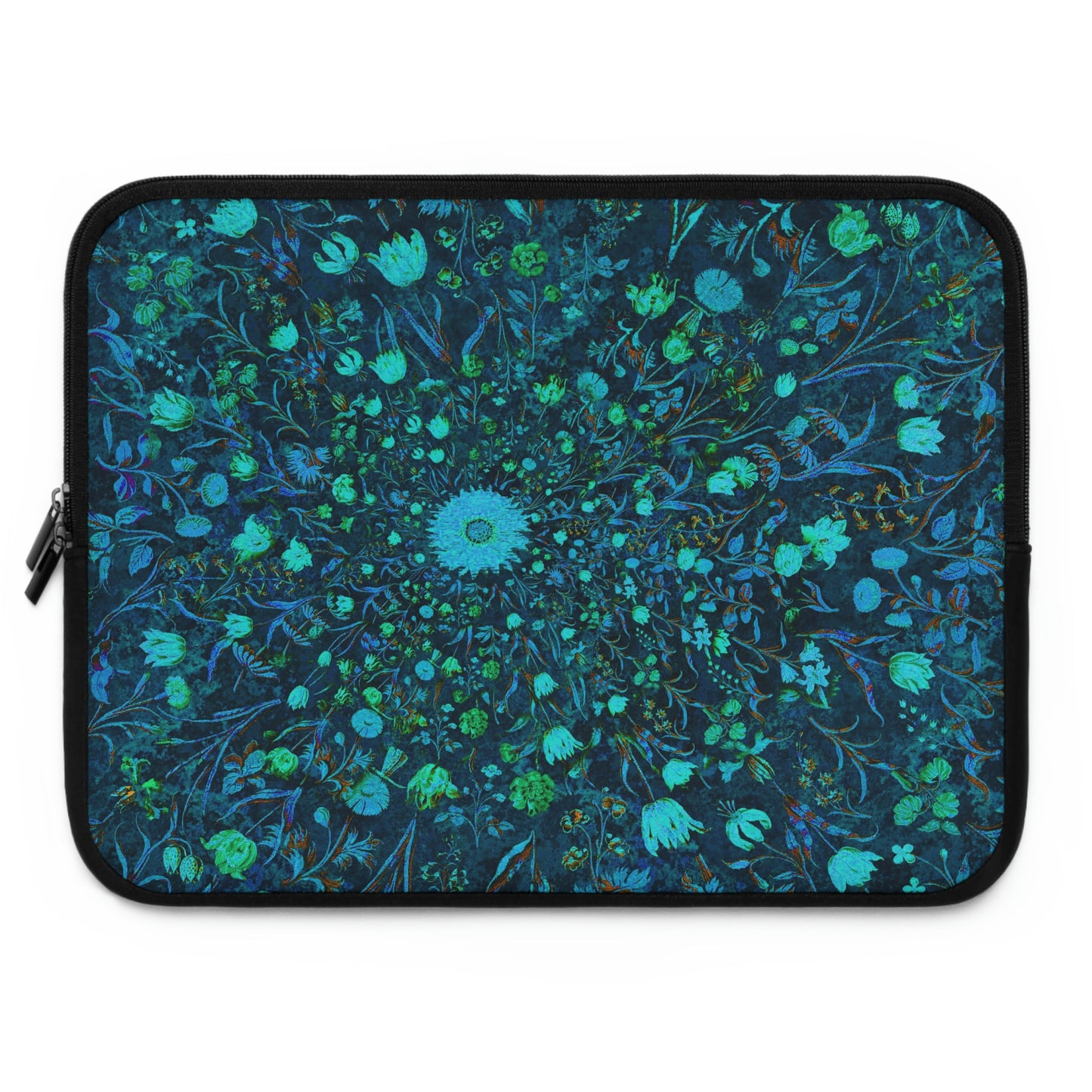 Blue Green Medieval Flowers Laptop Sleeve