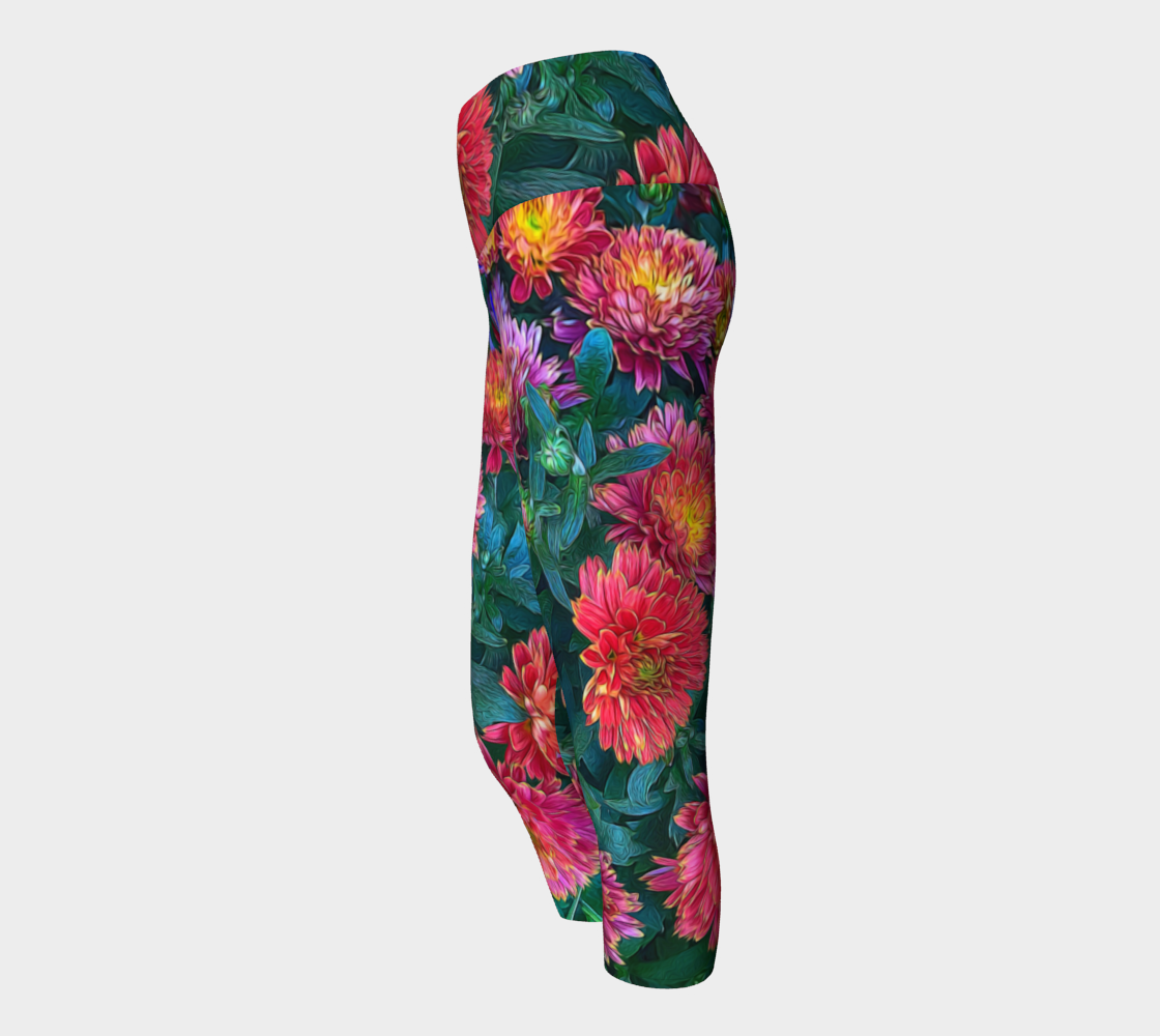 Warm Fall Mums Yoga Capris