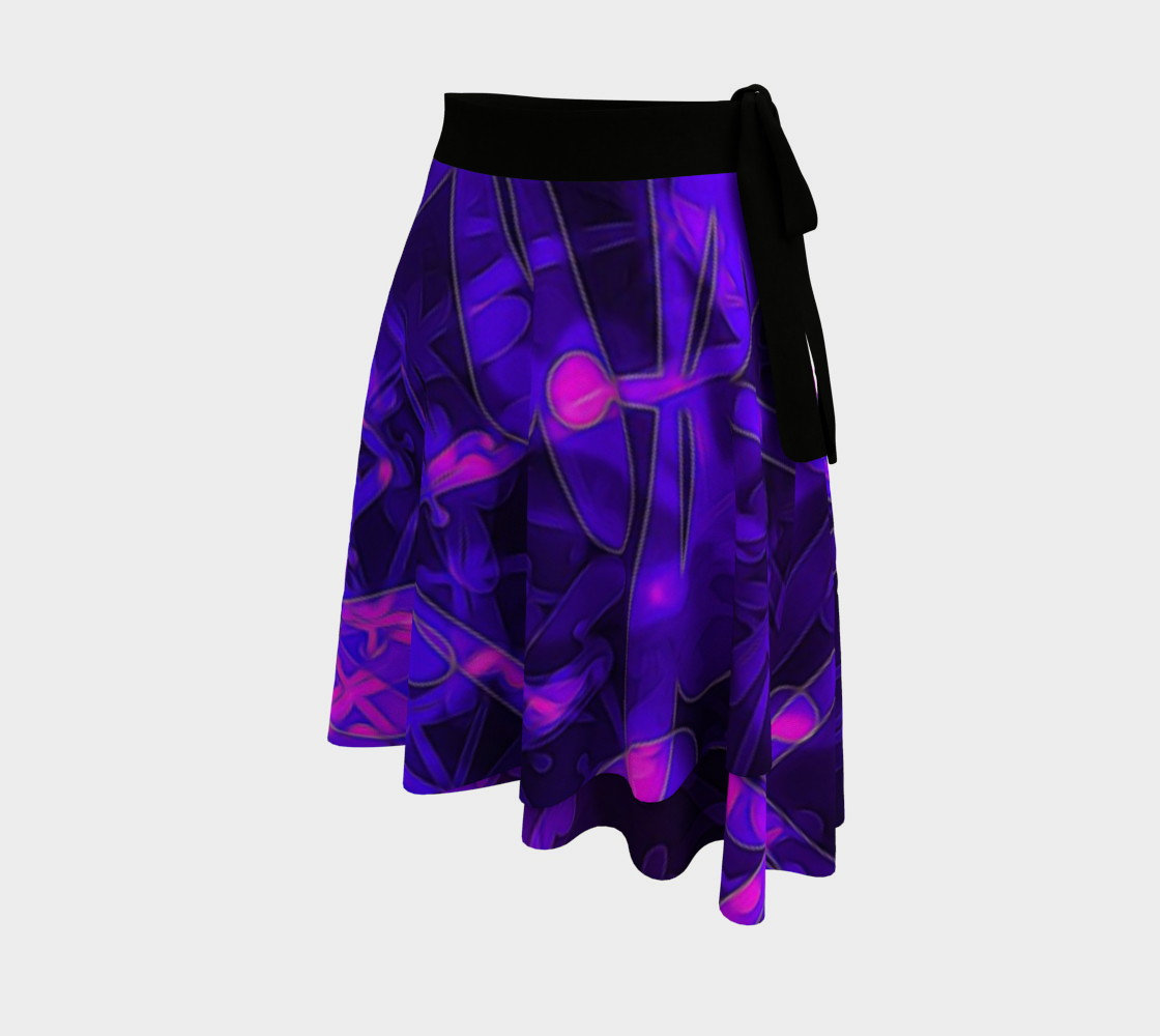 Purple Bokeh Light Dragonflies Wrap Skirt