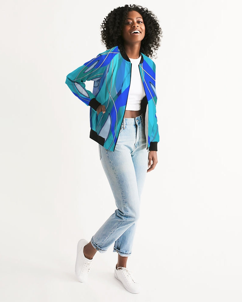 Wavy Blue Women's Bomber Jacket