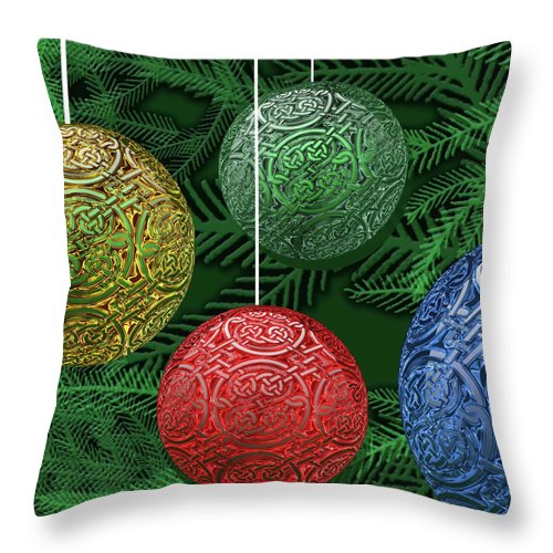 Celtic Christmas Ornaments - Throw Pillow