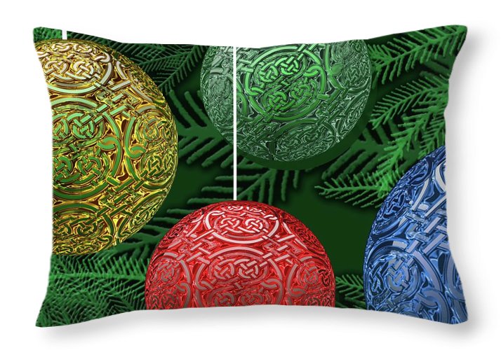 Celtic Christmas Ornaments - Throw Pillow
