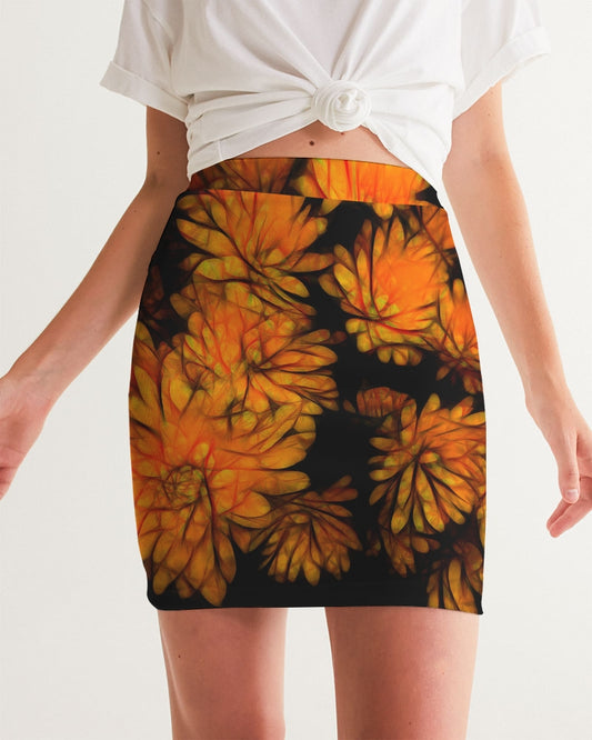 Yellow Fall Mums Women's Mini Skirt