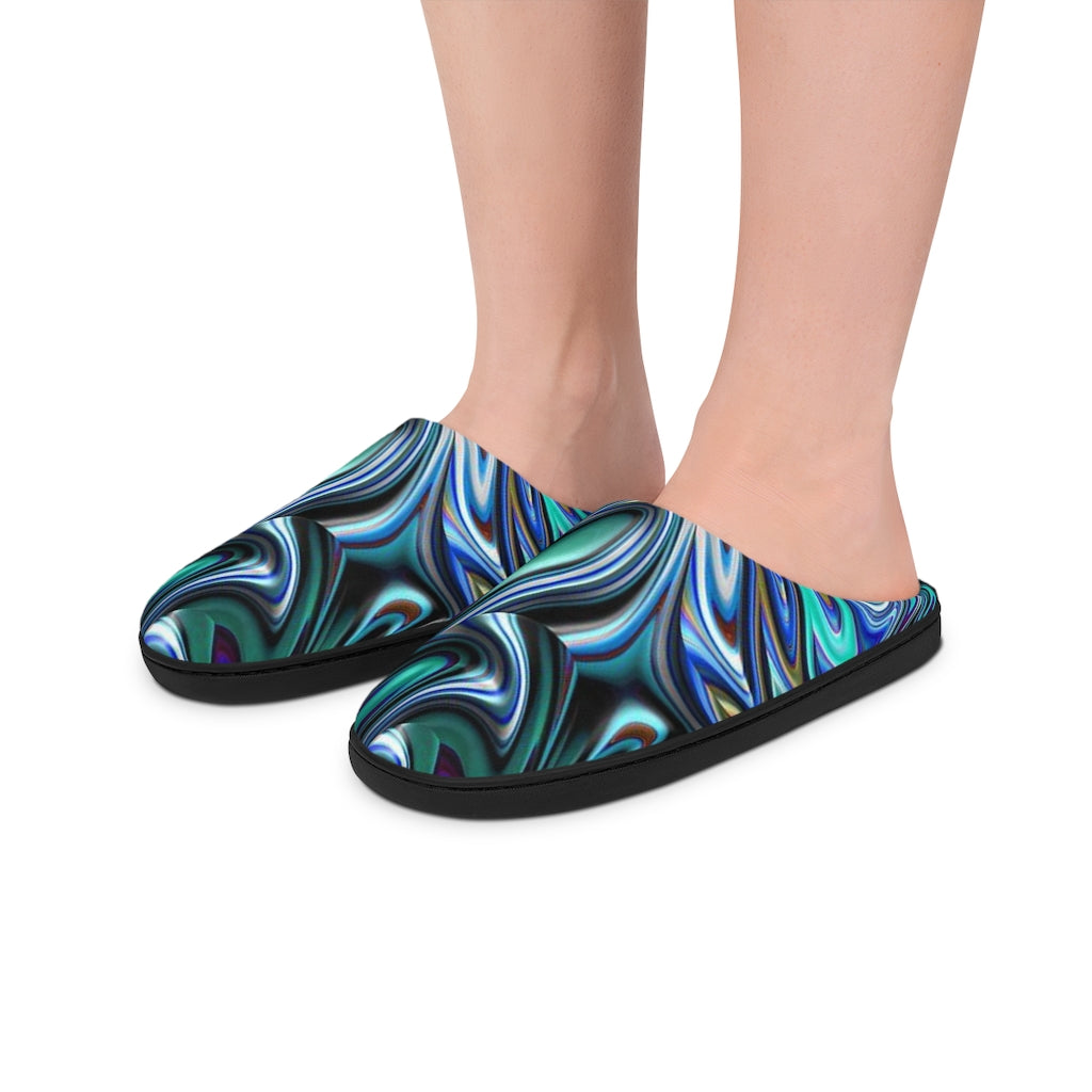 Blue Swirl Fractal Indoor Slippers