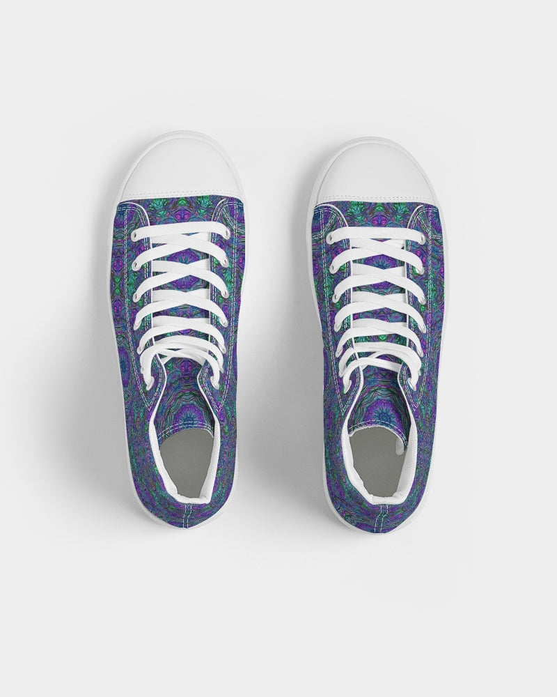 Blue Green Purple Kaleidoscope Men's Hightop Canvas Shoe