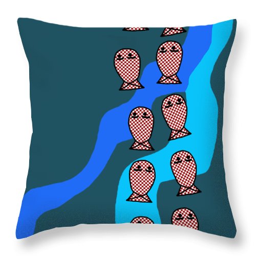Checkered Fishies - Throw Pillow