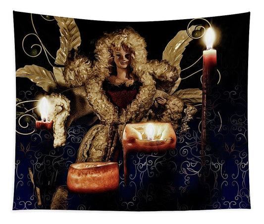 Christmas Angel With Candles - Tapestry