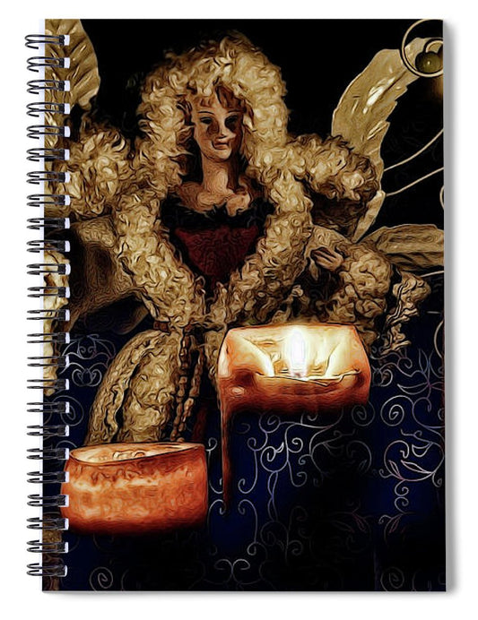 Christmas Angel With Candles - Spiral Notebook