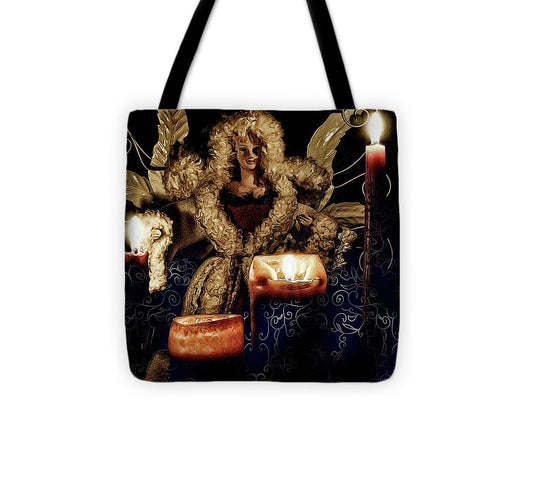 Christmas Angel With Candles - Tote Bag