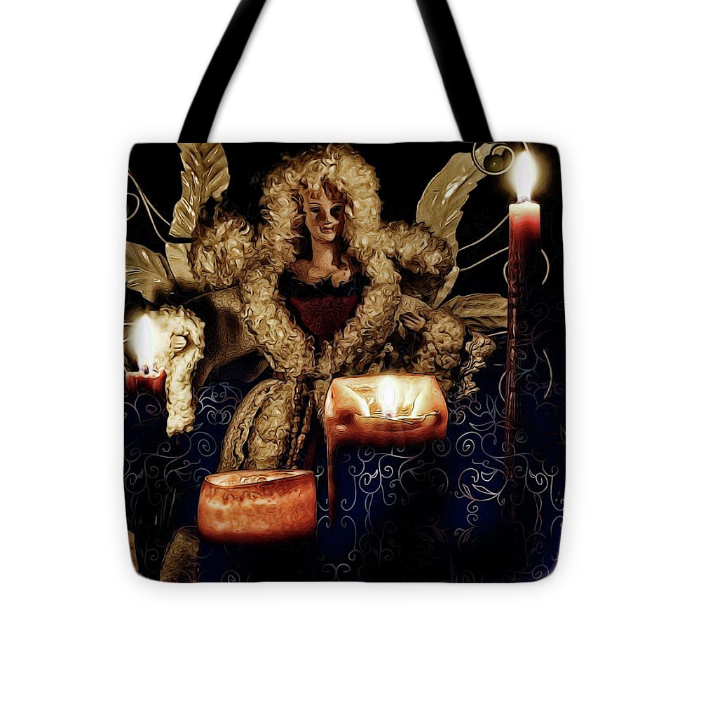 Christmas Angel With Candles - Tote Bag