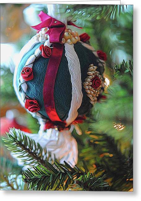 Christmas Green Victorian Ornament - Greeting Card