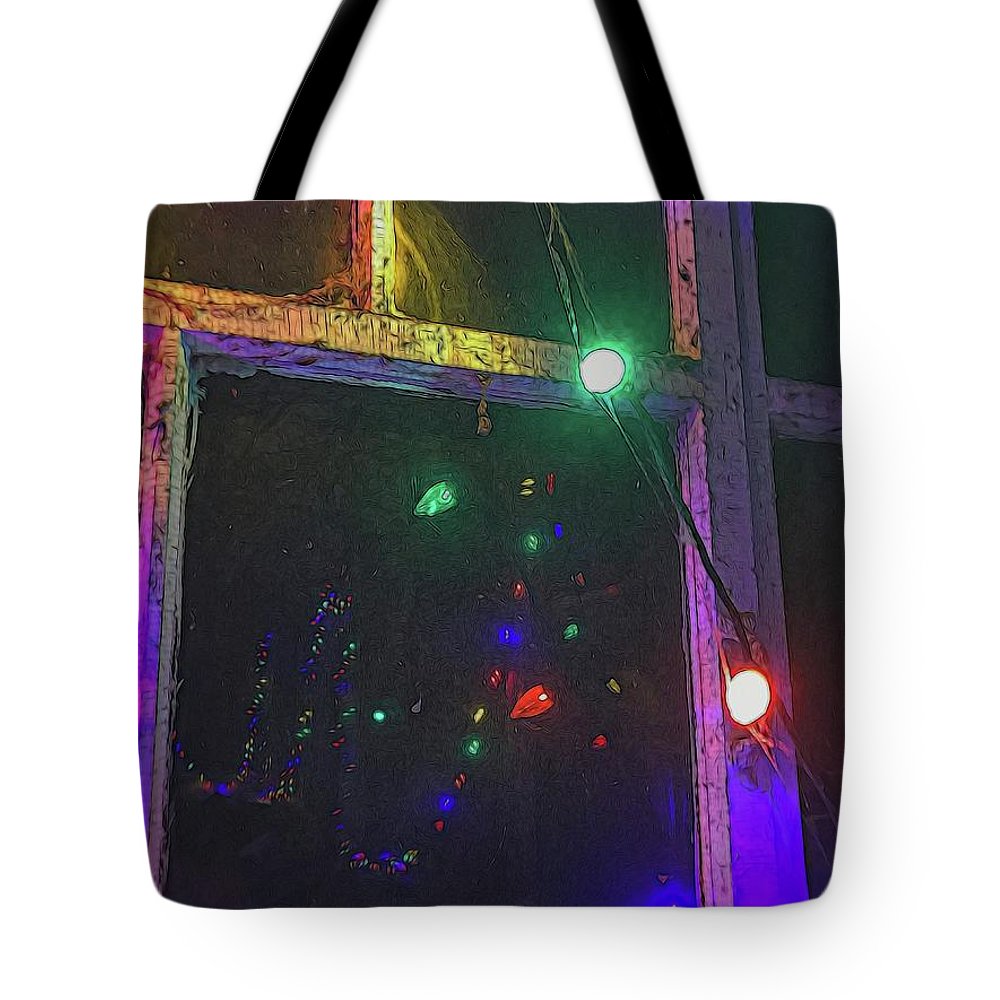 Christmas Lights Window Reflection - Tote Bag