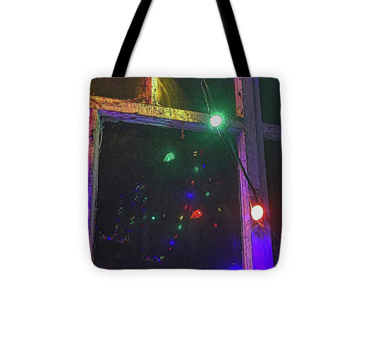 Christmas Lights Window Reflection - Tote Bag