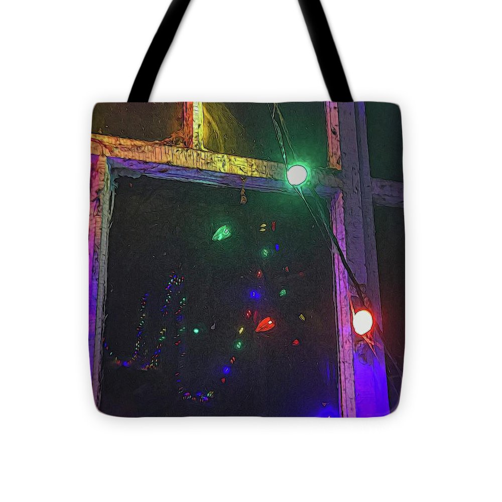 Christmas Lights Window Reflection - Tote Bag