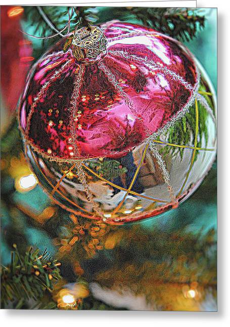 Christmas Pink and Silver Decorations - Greeting Card
