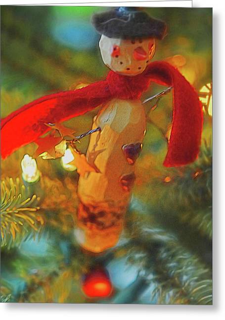 Christmas Tree Country Snowman - Greeting Card