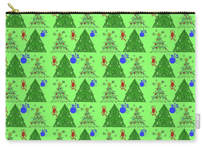 Christmas Trees On Green Pattern - Carry-All Pouch