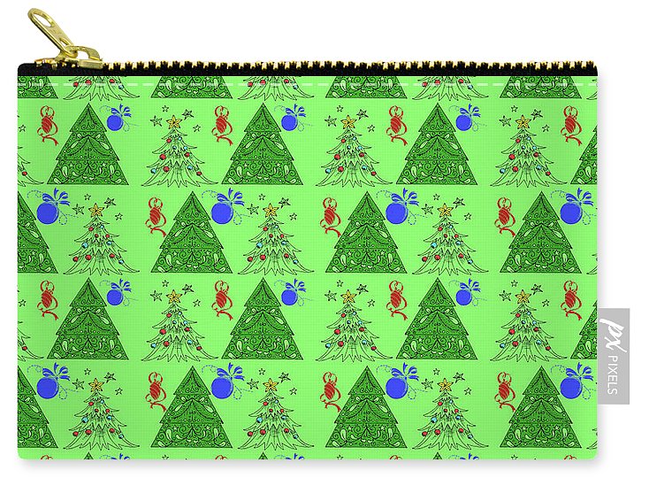 Christmas Trees On Green Pattern - Carry-All Pouch