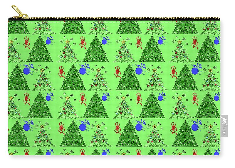 Christmas Trees On Green Pattern - Carry-All Pouch